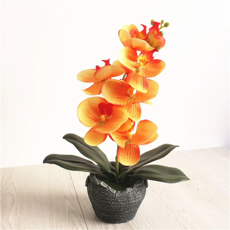 

1 Pc Artificial Flower Bonsai Simulated Plants Butterfly Orchid Flower With Pot Office Home Desktop Decoration