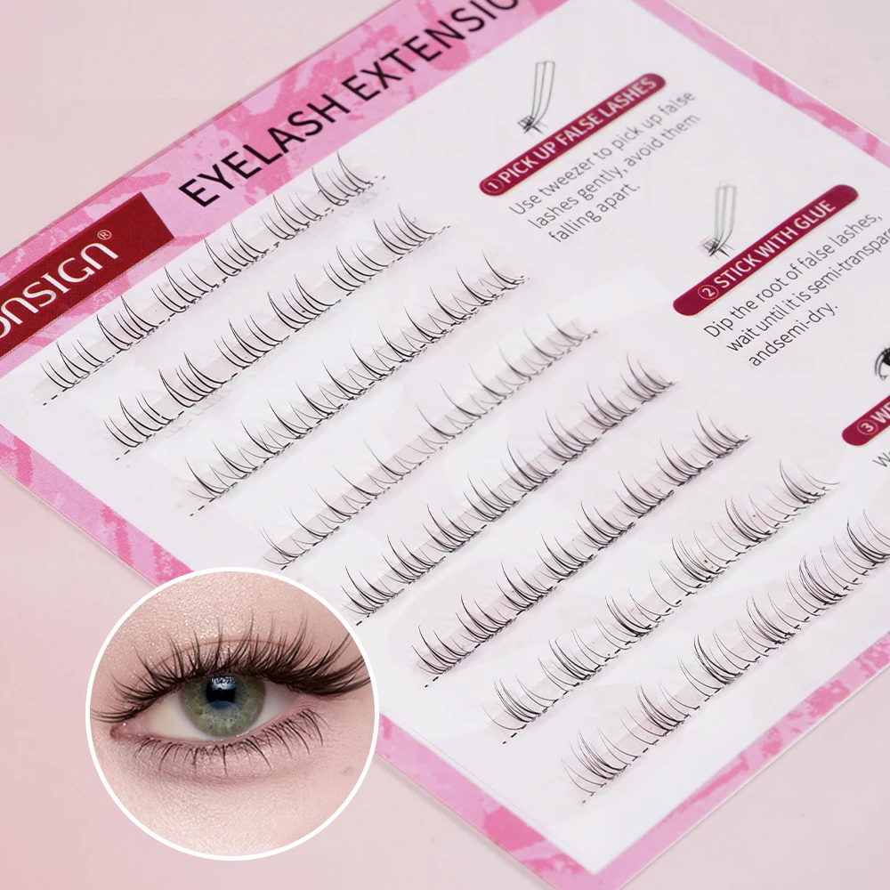 Iconsign macio natural preto inferior cílios iniciante amigável super fino banda cílios postiços usar confortável extensão de cílios