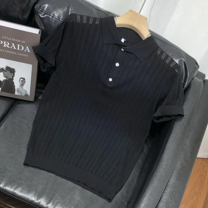 Multicolored Knitted Top for Women, Summer Polo Style, Elegant and Versatile Knitted Short-Sleeve T-Shirt