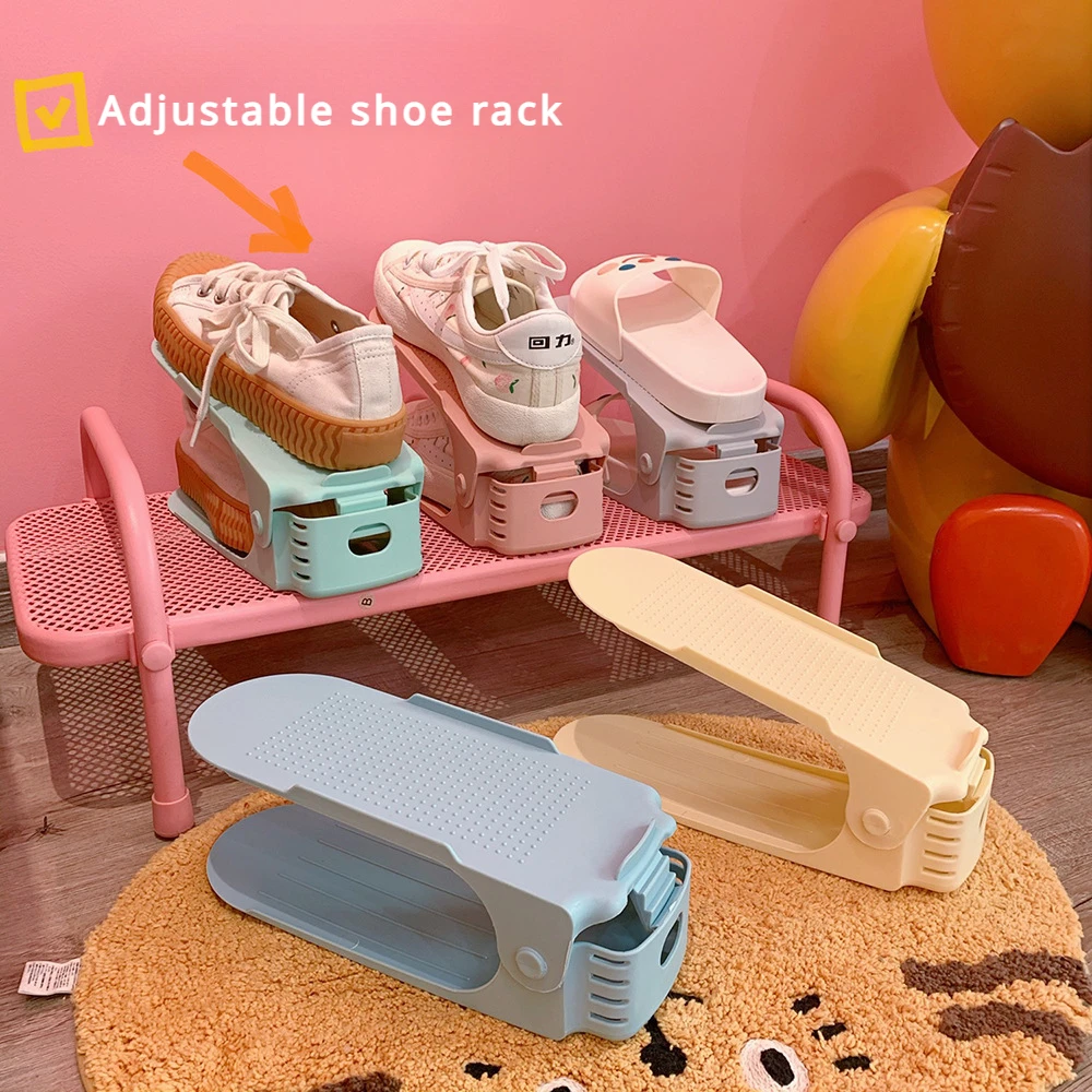 

1pcs Durable Adjustable Shoe Organizer Footwear Support Slot Space Saving Cabinet Closet Stand Shoes Storage Rack Shoebox