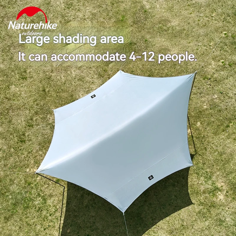 Naturehike Camping 20㎡ Sun Shelter Hexagonal 4-12 People Portable Sunscreen Sunshade Travel  Black Coating UPF50+ Waterproof