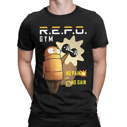 Imagen 2 del producto Los hombres unirse al R.E.P.O. Camiseta de gimnasio No Pain No Gain, juego popular, Robot Repo, merch de algodón, camiseta de manga corta con cuello redondo, camiseta de talla grande