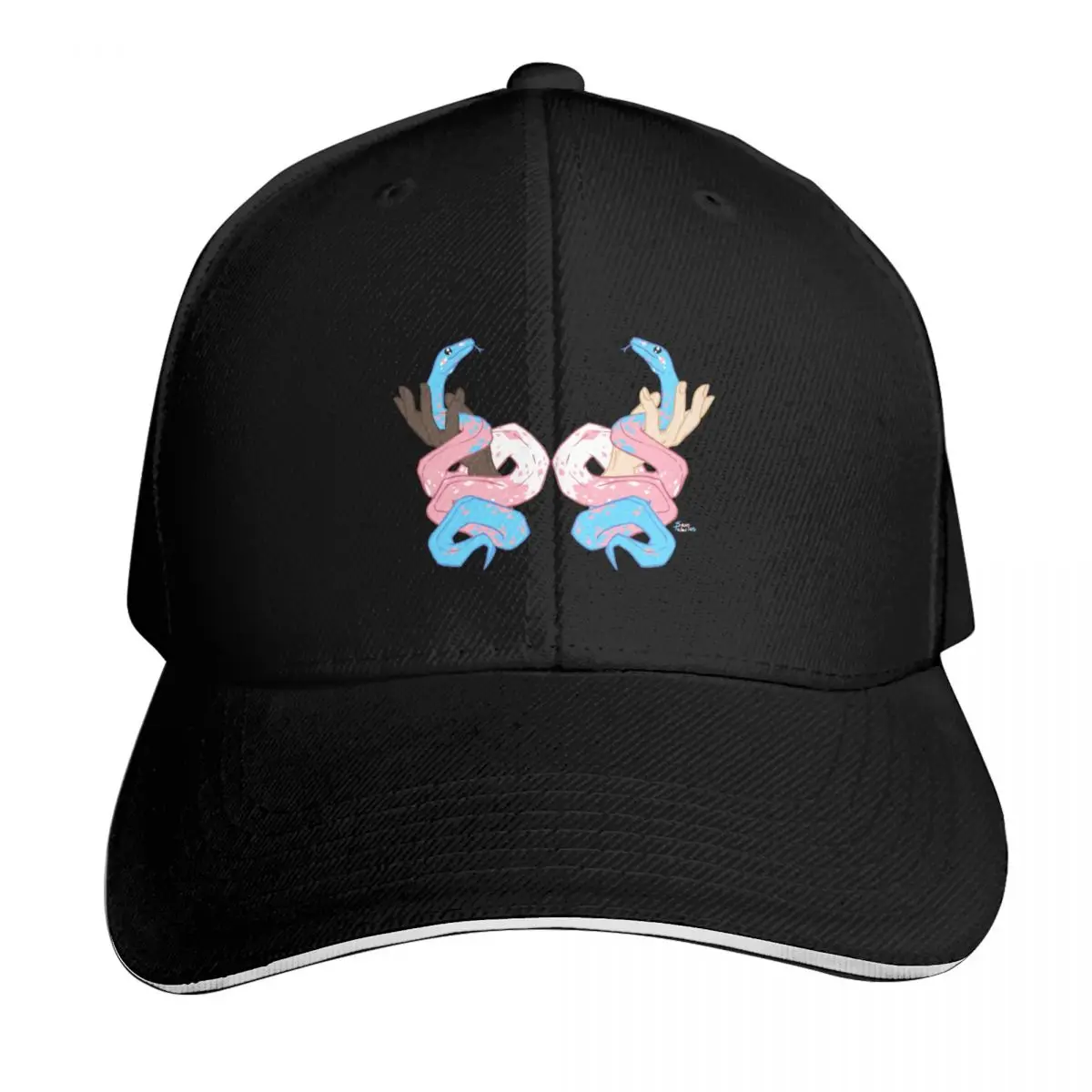 Transgender Snake Pride (textless/blue) Baseball Cap Snapback Flat Bill Strapback Dad Hat Six Panel Structured Crown
