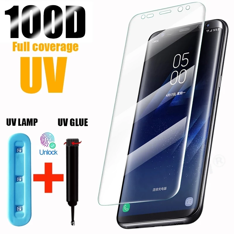 

UV Tempered Glass For Samsung Galaxy S8 S9 S10 S20 Plus Ultra Liquid Screen Protector For Samsung Note 8 9 10 20 Plus Glass Film