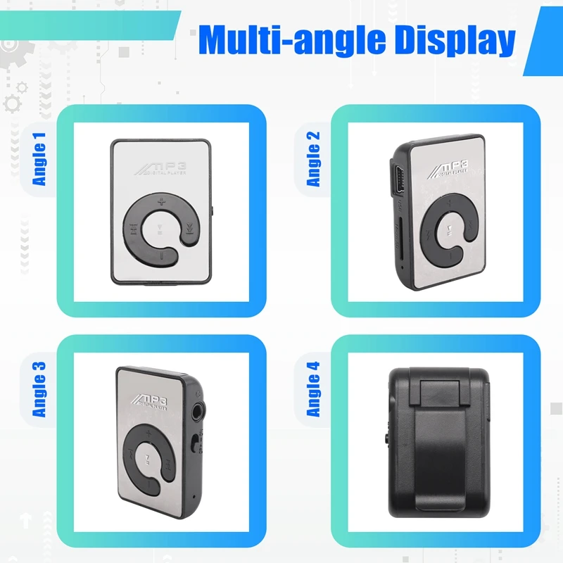 【مخزون محدود】مشغل موسيقى MP3 صغير مع كابل USB مع سماعات رأس باللون الأسود