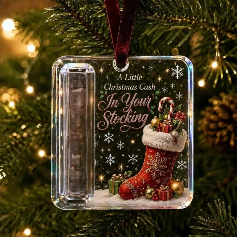 Cute Christmas Money Pendant Acrylic Money Holder Ornament Xmas Party Home Decor