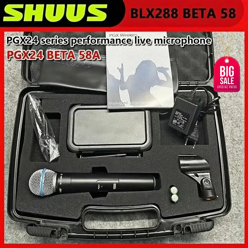 

ГОРЯЧАЯ РАСПРОДАЖА: Беспроводная микрофонная система PGX24 Beta58A UHF, двухканальная, с головным микрофоном, большой дальности, один приемник на один микрофон, новая.