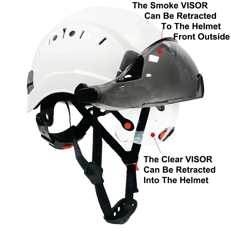 CE Construction Safety Helmet With Visor Built In Goggle Earmuffs For Engineer Hard Hat ANSI Industrial Work Cap