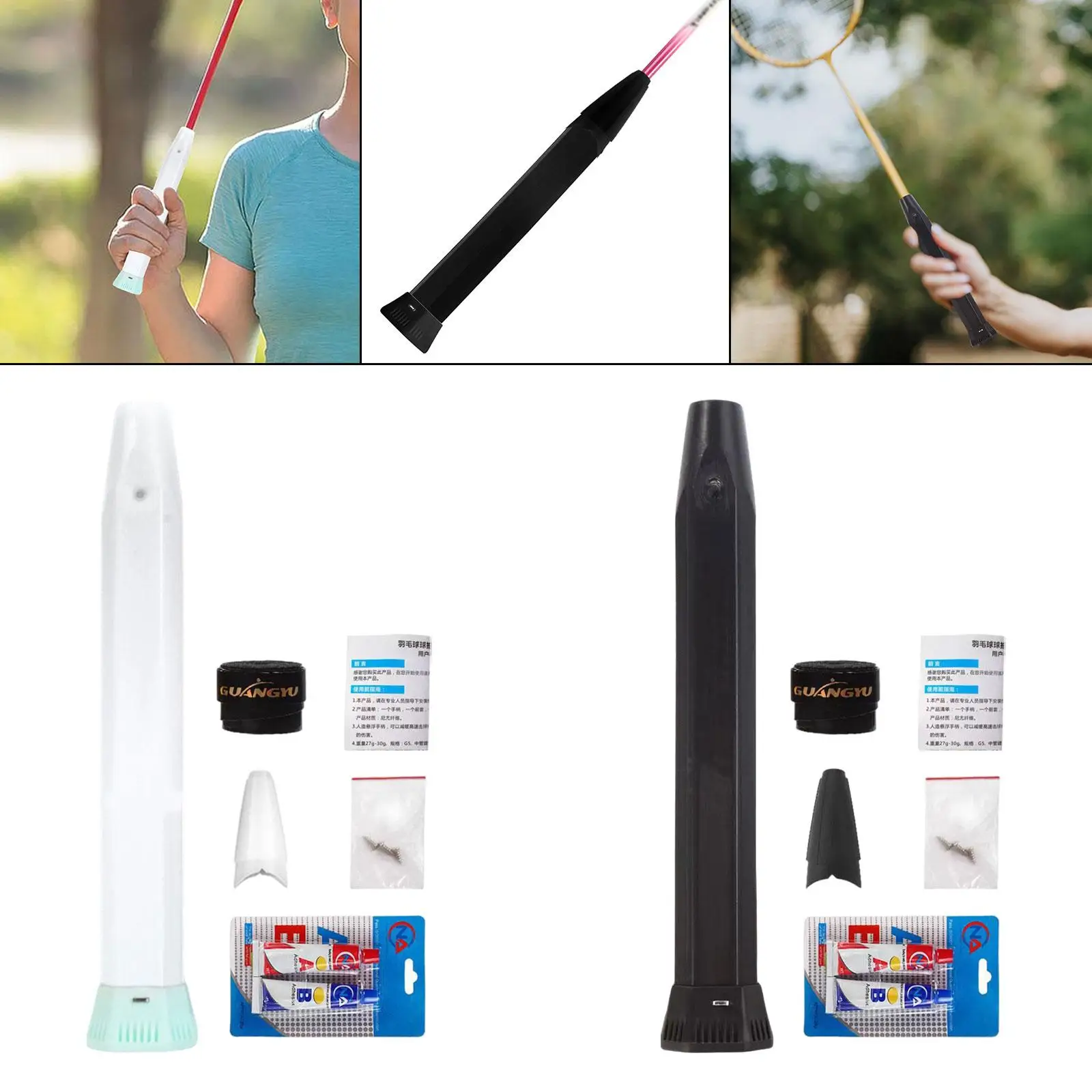 Nylon Badminton Racquet Handle Cover Overgrip Set Shock Absorbing Nonslip Wrap with End Cap for Sports Practice