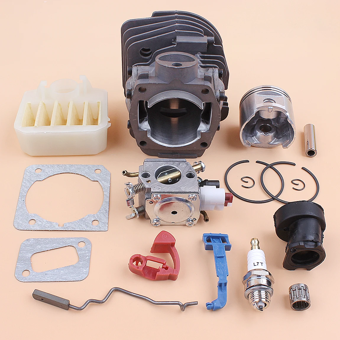45mm Cylinder Piston Carburetor Air Filter Kit For HUSQVARNA 353 351 350 346 346XP 345 340 Chainsaw and Intake Manifold Gasket
