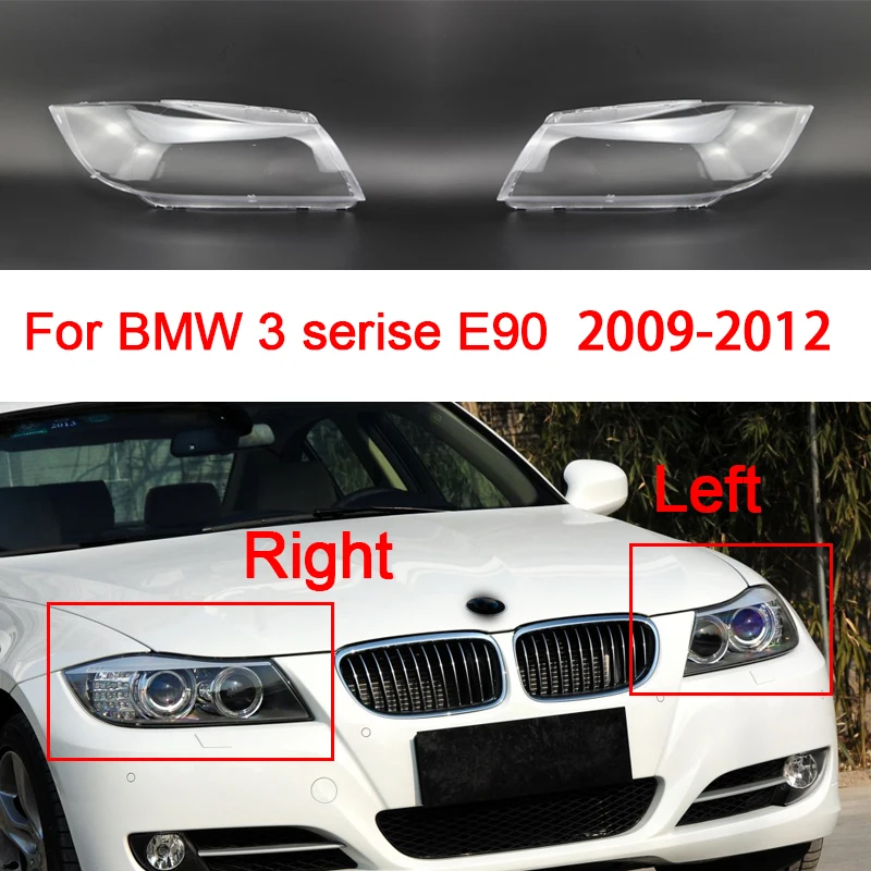 For BMW 3 Serise E90 2004-2012 Car Front Headlight Transparent Lampshade Plexiglass Clear Lamp Shell Car Accessories