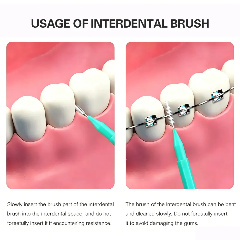 Thin 0.03in/0.08cm Interdental Brushes Disposable Portable Teeth Gap Cleaner Oral Deep Cleaning Interspace Toothbrush