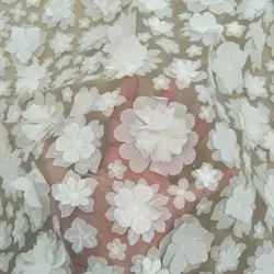 New arrival flower lace fabric 130cm width handmade flower wedding gown dress lace fabric sell by yard