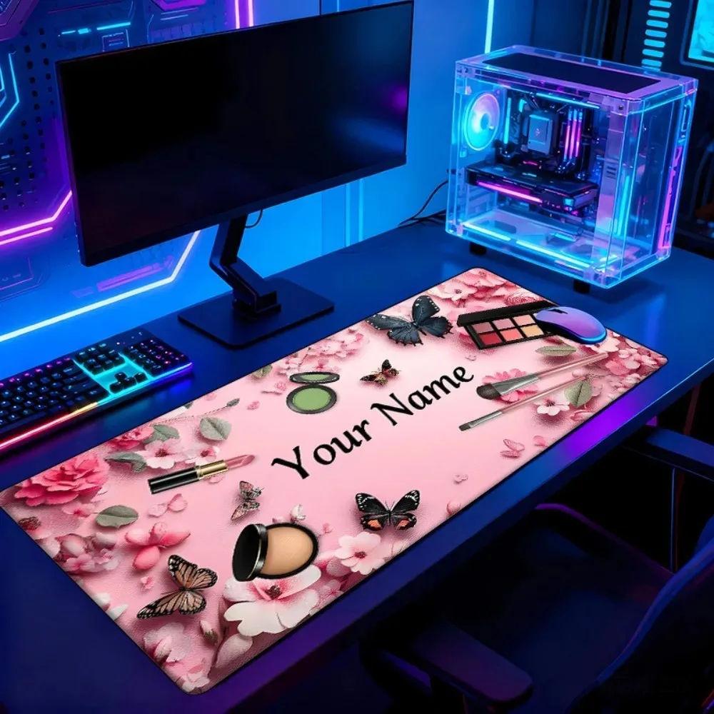 Customizable Name Makeup Themed Mouse Pad, Anti‑Slip Rubber Base for Office Workers & Gamers, Ideal Gift