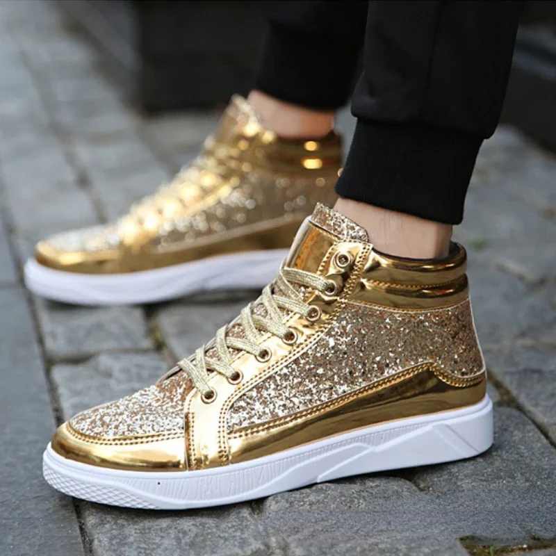 

Hot Sale Man Top Sneakers Luxury Glitter Ankle Fashion Non-slip Casual Shoes High Quality Hip Top Men Boots Zapatillas Hombre