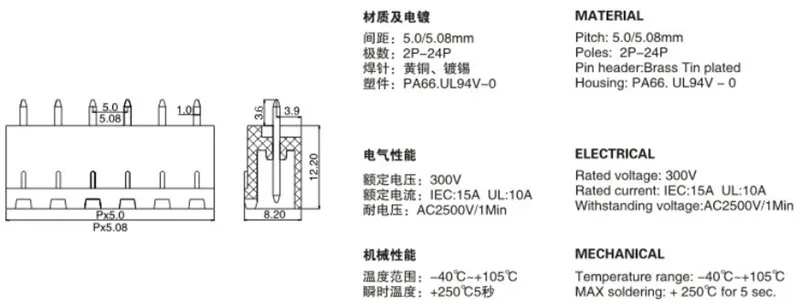 10Sets Pitch 5,08mm Terminal Block Stecker 2EDG 5,08mm 2-20 Pin PCB Schraube Stecker Terminal Block KF2EDG Buchse PCB Schraube – Detail 2
