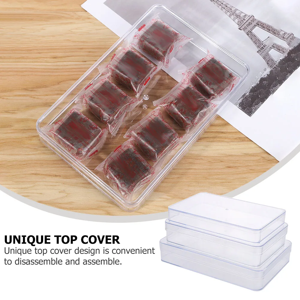 

3pcs Plastic Snack Holder Transparent Food Packaging Box Leak-Resistant Seal Storage Container For Cake Candy Dried Fruit