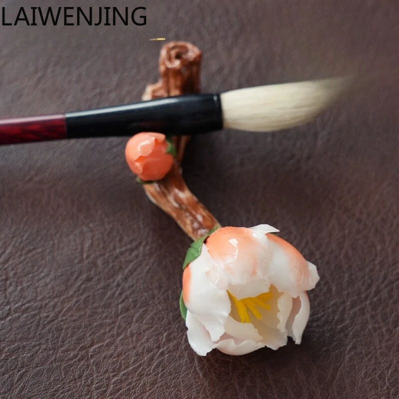

SGF ceramic new Chinese handmade peony incense insert tabletop ornament clip pad