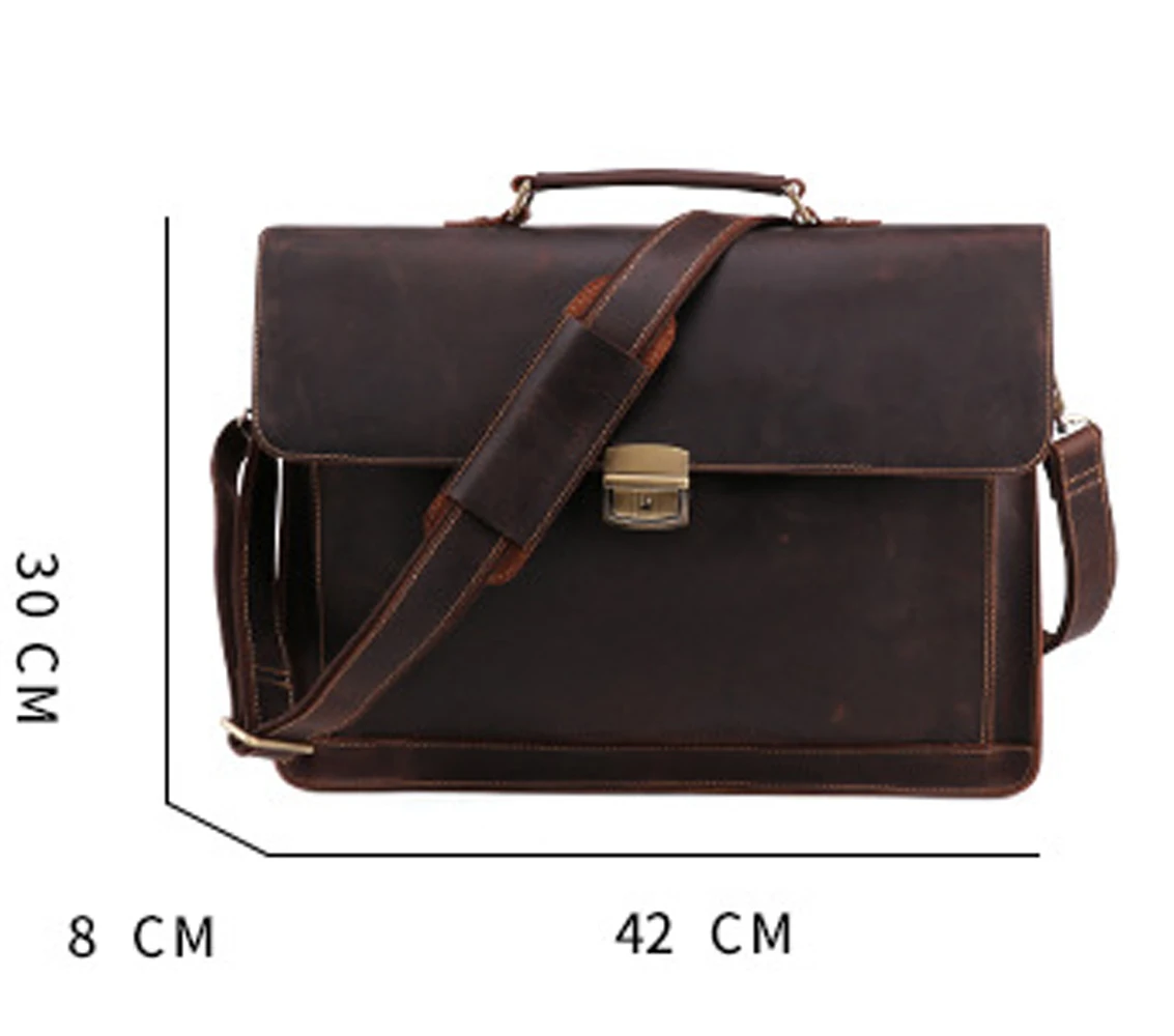 Business 15.6 Inch Laptop Bag Leather Briefcase Multi-Function Men's Bags Large Capacity Retro Luxury Shoulder Handbags