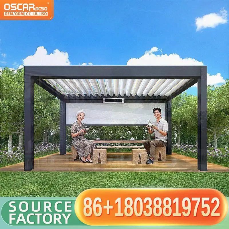 

Outdoor Aluminum Alloy Electric Pergola for Garden Terrace Balcony Open air pergola