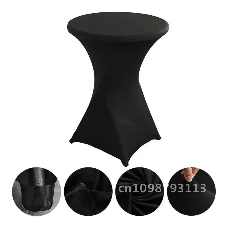 

2/1PC Height Stretch Round Tablecloth Cocktail Table Cover Spandex Table Cloth Bar Hotel Party Wedding Elastic Table Cloth Decor