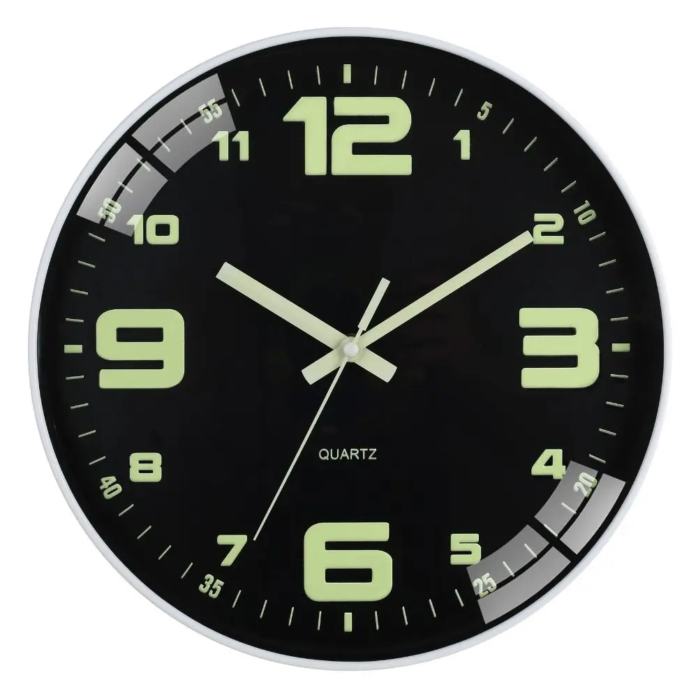 Light Glow In The Dark Silent Quartz Wall Clock Plastic Time Accuracy Luminous Wall Clock Fashion Round Digital Clock Office