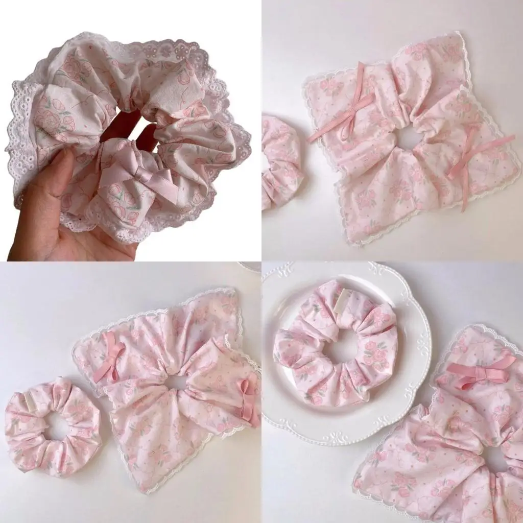 

652F Hair Tie Floral Ribbon Hair Rope Lacework Scrunchies Princess Ribbon Tie Princess Scrunchies Hair Tie