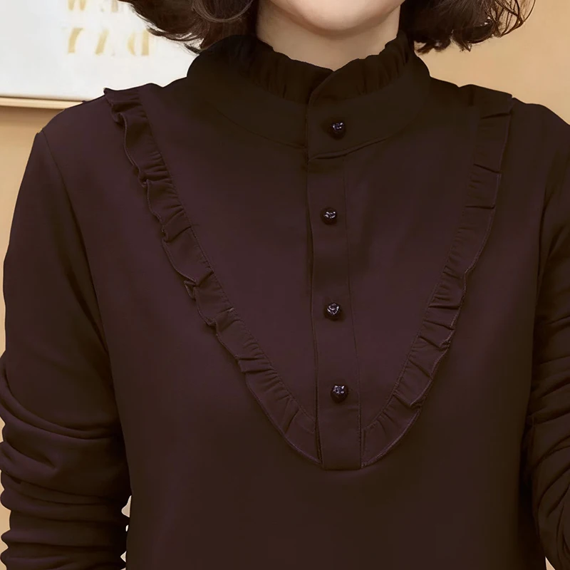 2025 Lady Chic froncé concepteur hauts femmes coréen solide à manches longues vêtements filles mode confortable thermique pulls