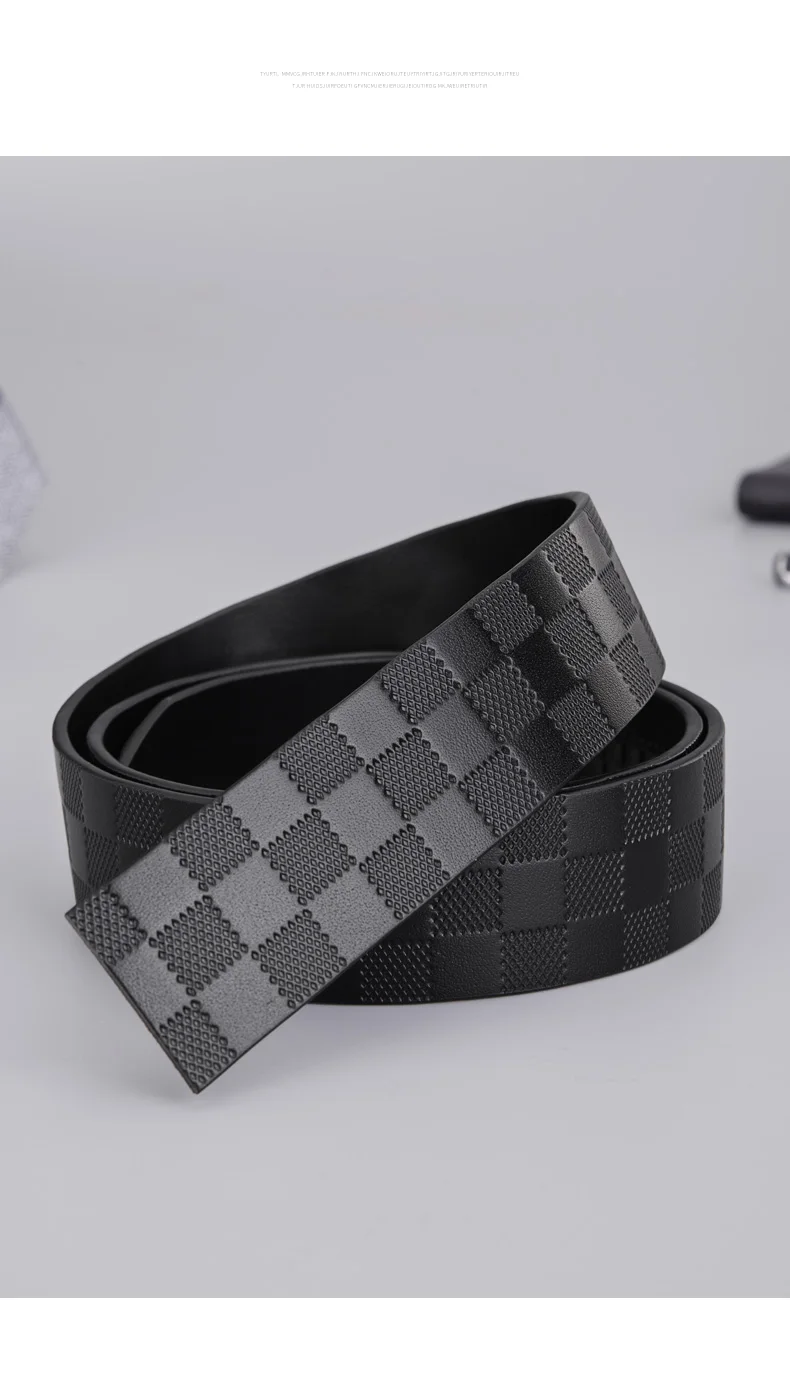 3,5 CM Breite Keine Schnalle Rindsleder Echtes Leder Gürtel Qualität Automatische Druck Wasitbad Strap Bussiness Männlich Gürtel Männer Ohne Schnalle – Detail 13