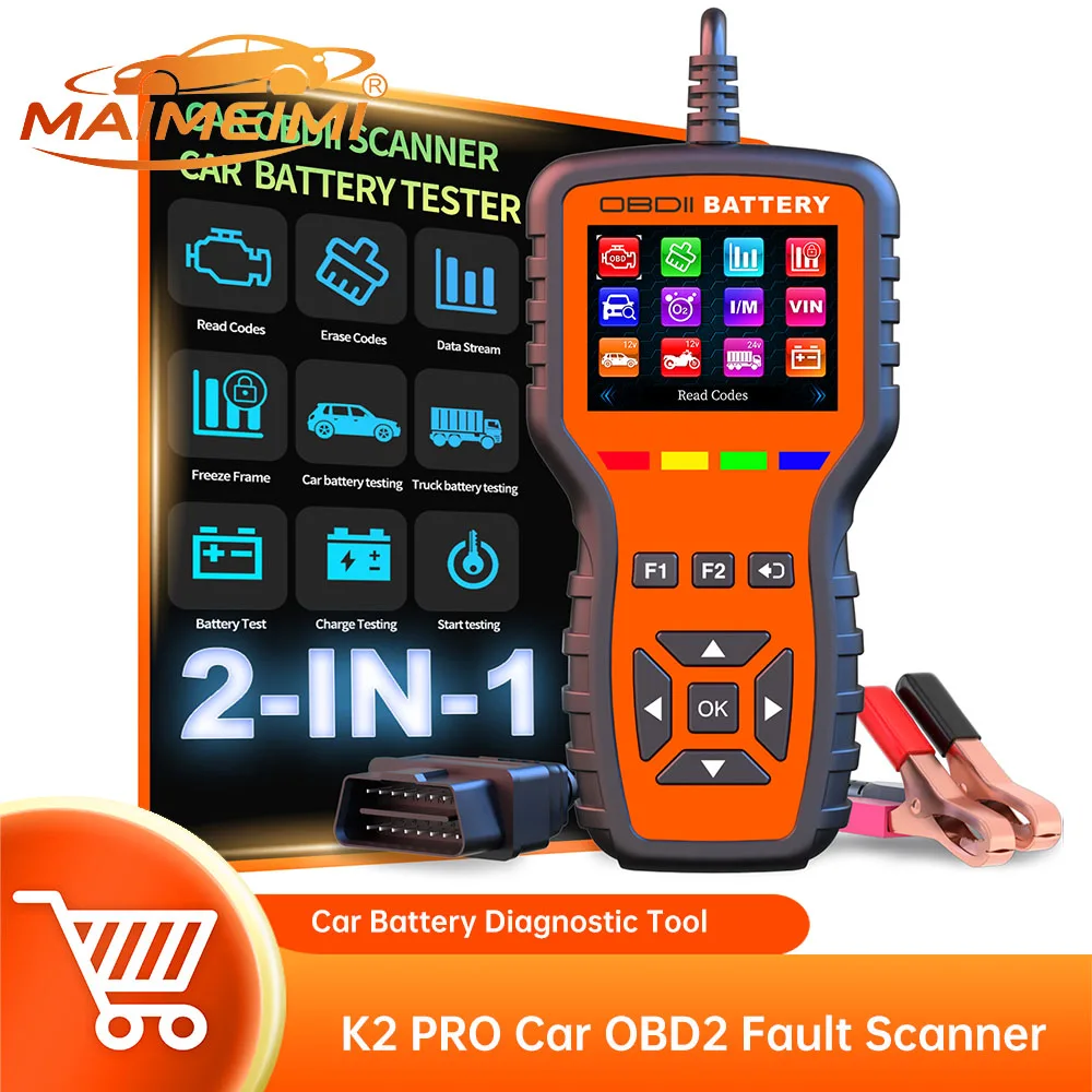 OBD2 Diagnostic Tool K2 PRO Car OBD2 Fault Scanner & Car Battery Diagnostic Tool With LCD screen & Multilingual System