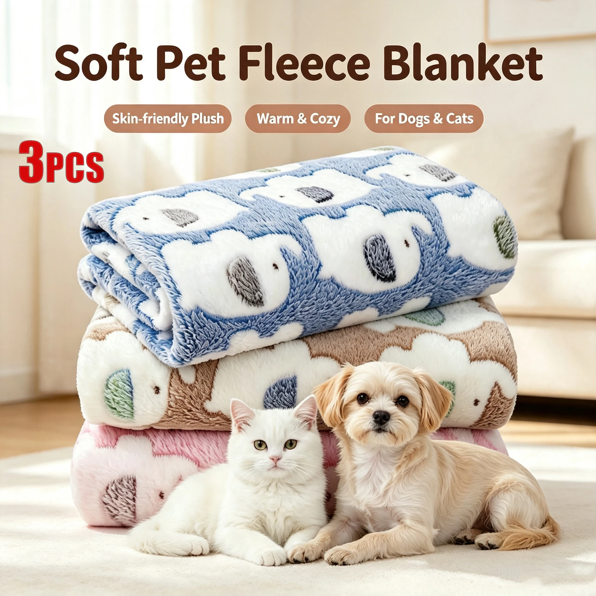Cobertor de Fleece Macio para Animais de Estimação, Elefante Fofo, Tapete Quente de Pelúcia para Cães e Gatos Pequenos e Grandes, Lavável na Máquina