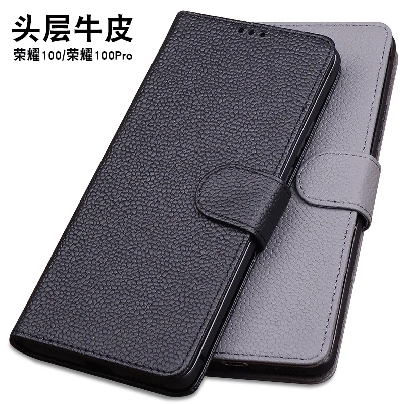 Luxury Genuine Leather Flip Phone Cases For For Honor 100 90 Honor100 Honor90 Pro Leather Half Pack Phone Cover Case Shockproof