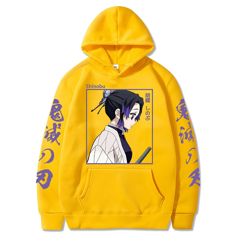 Demon Slayer Anime Hoodie Shinobu Kocho Men Women Sweatshirts Harajuku Plus Size Unisex Long Sleeve Pullover Clothes Tops