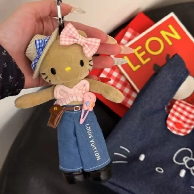 新しいかわいいサンリオハローキティアニメ人形ラブバックルキーホルダーバッグぶら下げ飾りガーリーオーバーオール漫画縫いぐるみ人形女の子ギフト