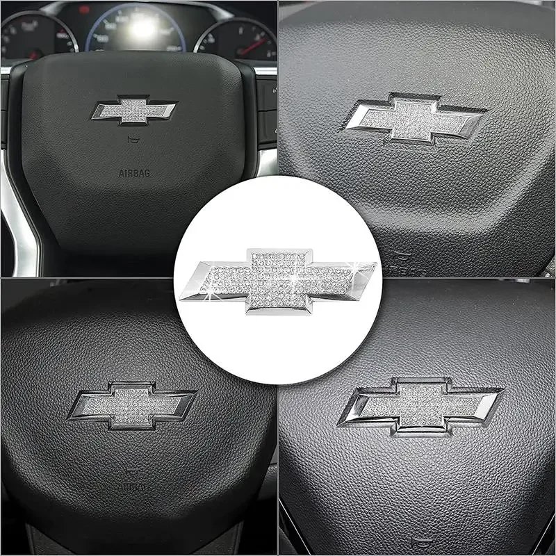 Pegatinas de cristal brillantes para el emblema central del volante de coche para Chevrolet Chevy Cruze Equinox Malibu Spark Sonic Captiva Aveo