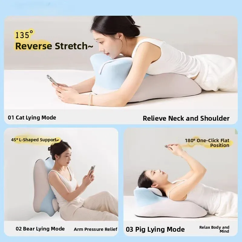 Memory Foam Pillow Neck Support Bedtime Phone Play Massage Tool Multi-Functional Stomach Sleeping Pillow Headboard Cushion