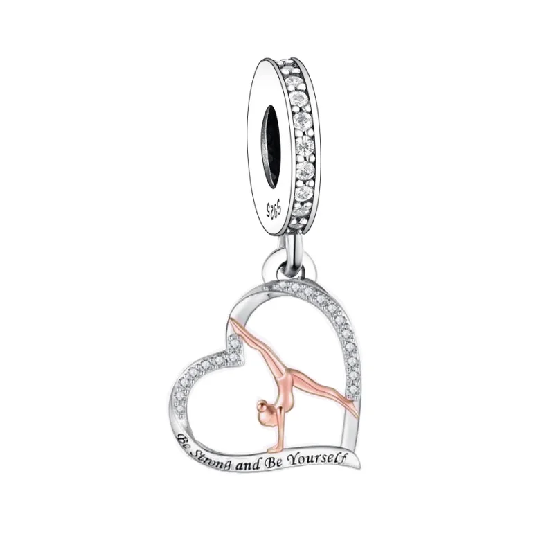 Fit Original Pan Charms Bracelet 925 Silver Never Give up Your Dreams Gymnast Bead For Making Teacher Gymnastics Team Berloque