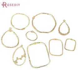 14K Gold Color Brass Oval Drop Rectangle Shape Earrings Connect Charms Pendants Jewelry Making Supplies Diy Accessories