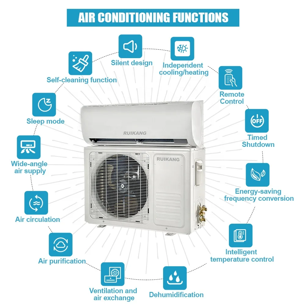 China Manufacturer Direct Supply 12000BTU 1.5HP 1Ton Off Grid Solar Split Air Conditioner Full DC Solar Air Conditioning