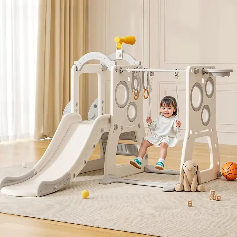 Kids 7-in-1 Multi-functional Slide & Swing Set Toddler Climbing Frame for Indoor Playground Children Sliding Toys