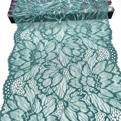 3y/lot Width 23cm Dark Green With Silver Elastic Lace Trim Lingerie Sewing Craft DIY Apparel Fabric Lace Dress Garment Accessory