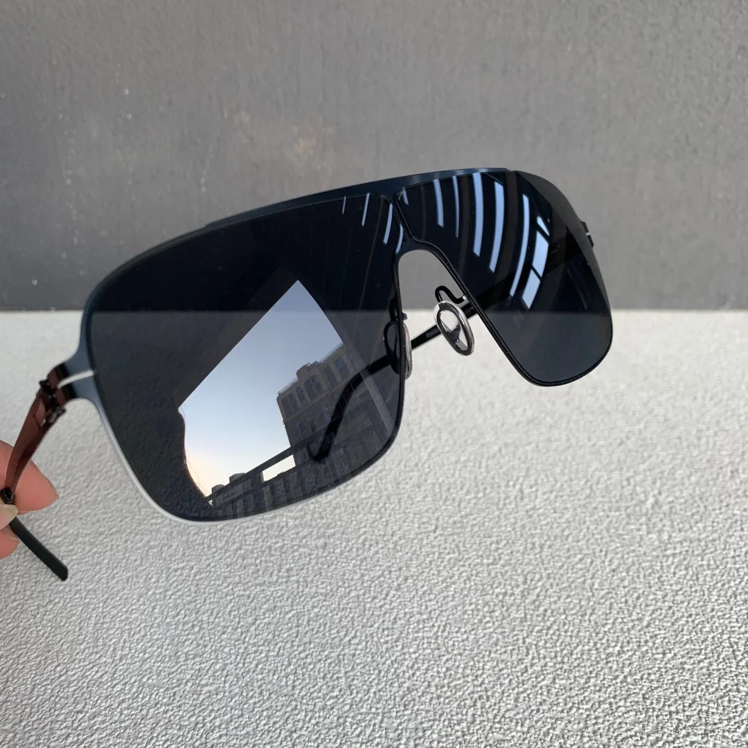 

Fashion Men's Polarized Sunglasses Stainless Steel Big Sun Glasses for Men Vintage Oversized Thin No Screw Ultralight Eyeglasses