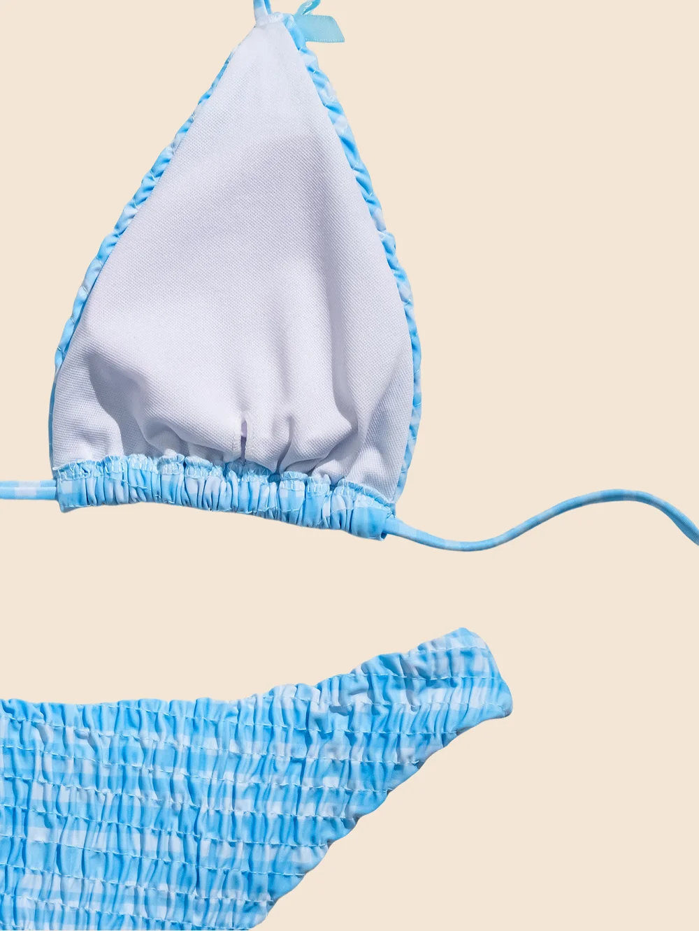 Dames sexy halter bikiniset blauw zoet strikdetail tweedelig badpak zomervakantie essentiële strandbadmode voor dames