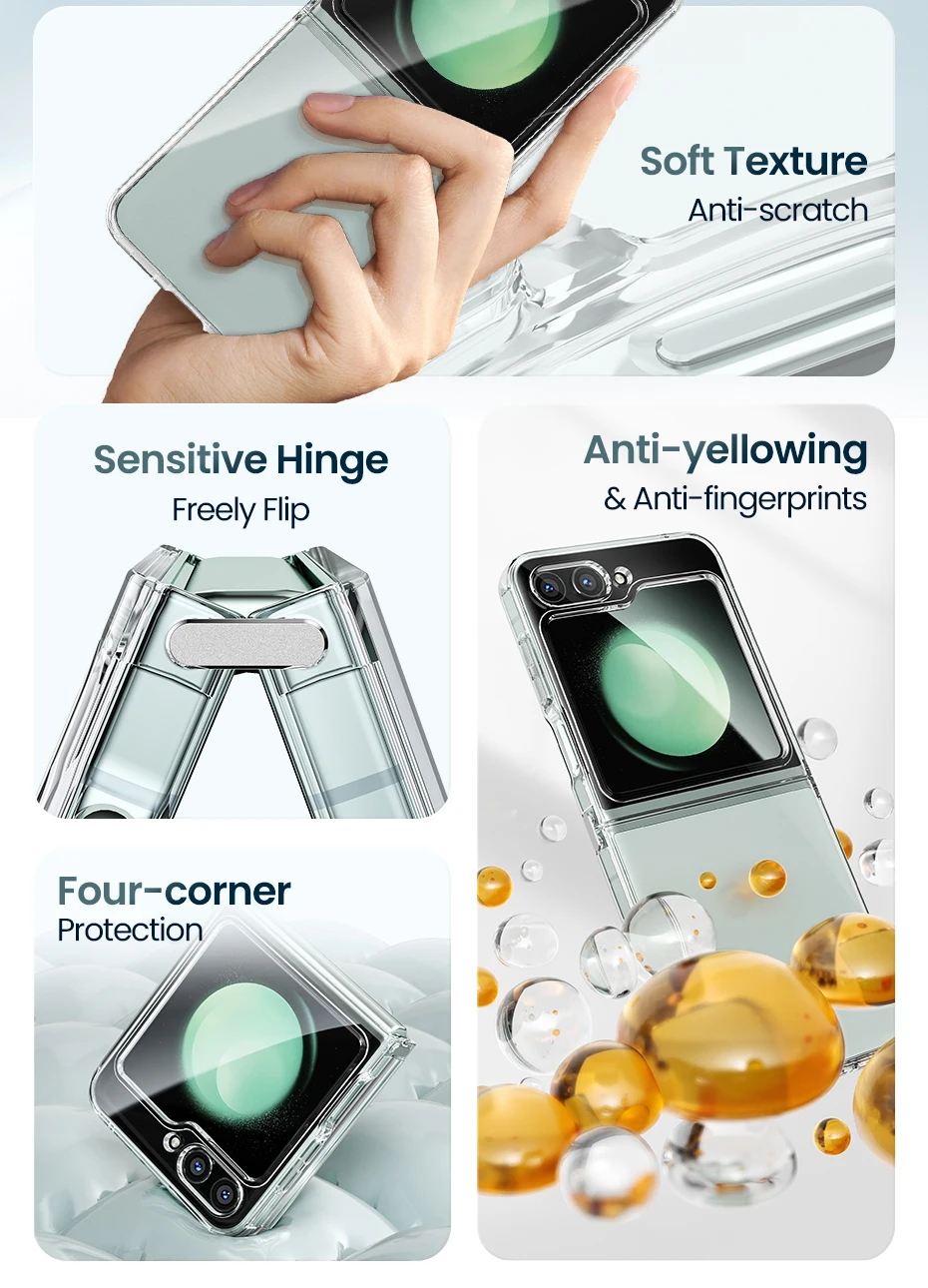 Toocki Transparente TPU-Telefonhülle für Samsung Galaxy Z Flip 6, 5, 4, 3, 5G, stoßfeste Abdeckung für Samsung Z Flip 6, 5 4 – Detail 2