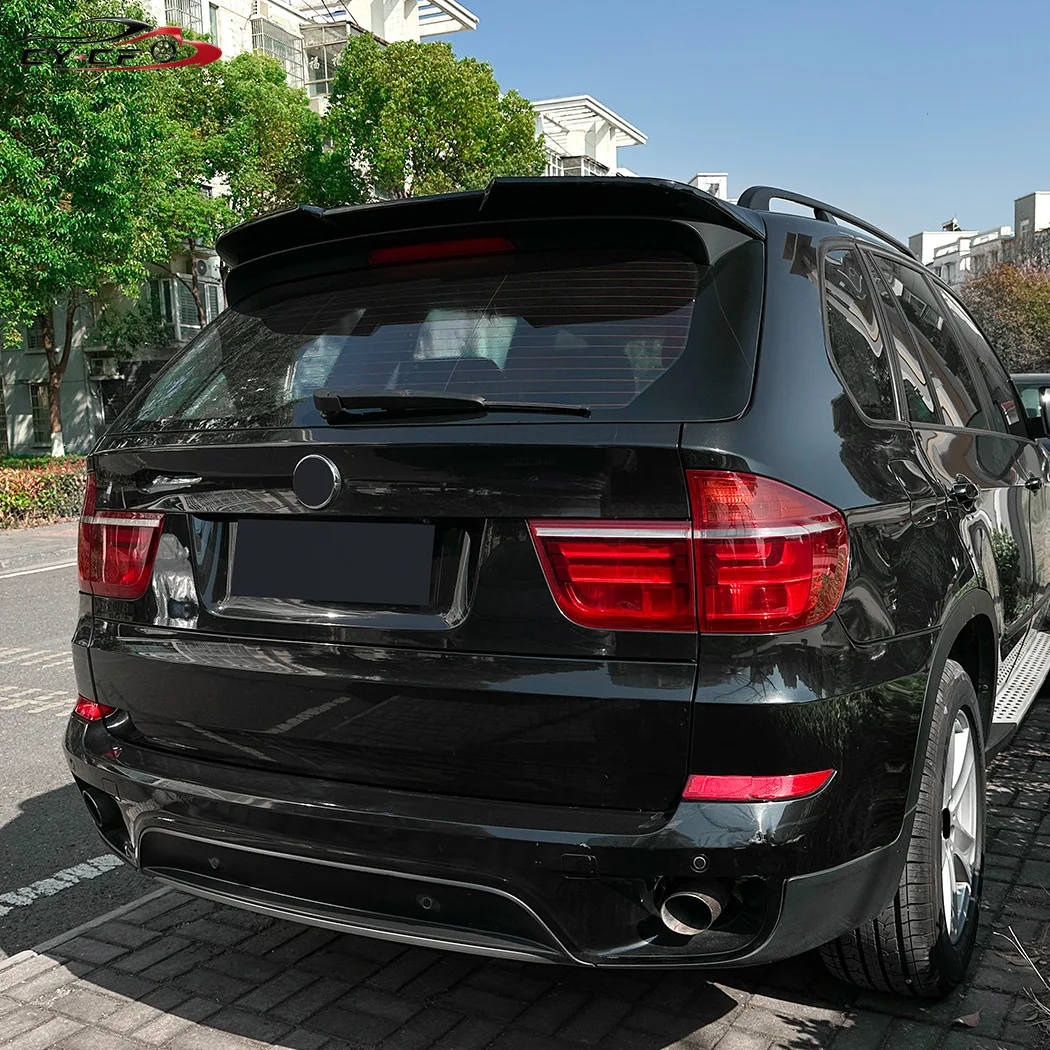 For BMW X5 E70 2006 07 08 09 10 11 12 13 Rear Trunk Lid Roof Spoiler Wings Car ABS Plastic Black Carbon Exterior Accessories
