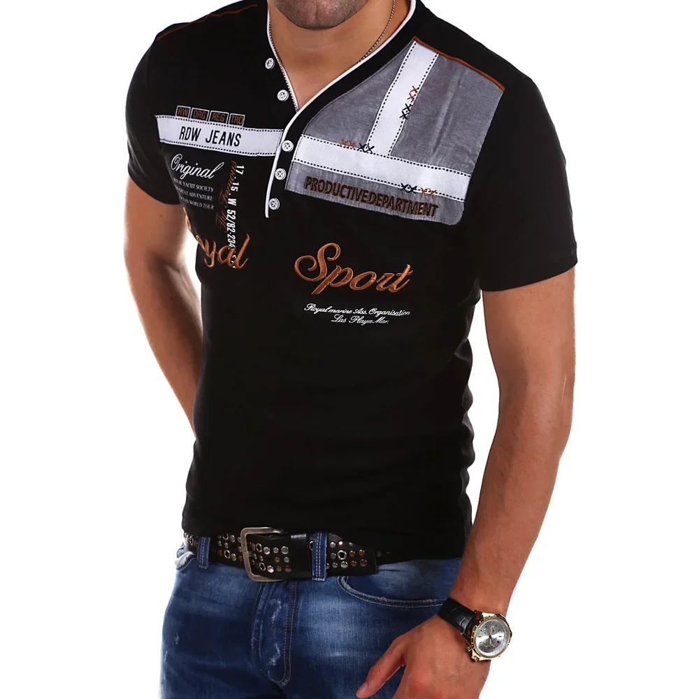 Homens cultivando camisa polo de manga curta, nova