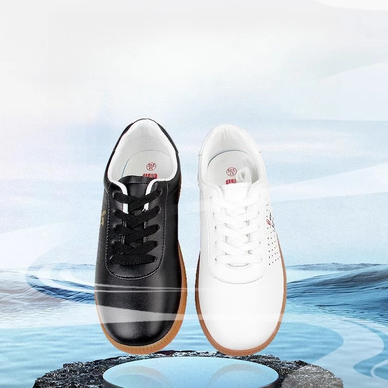 أحذية تاي تشي فنون الدفاع عن النفس جلد طبيعي قسط جلد البقر خفيفة الوزن عدم الانزلاق أحذية الووشو مريحة Taiji ممارسة الأحذية