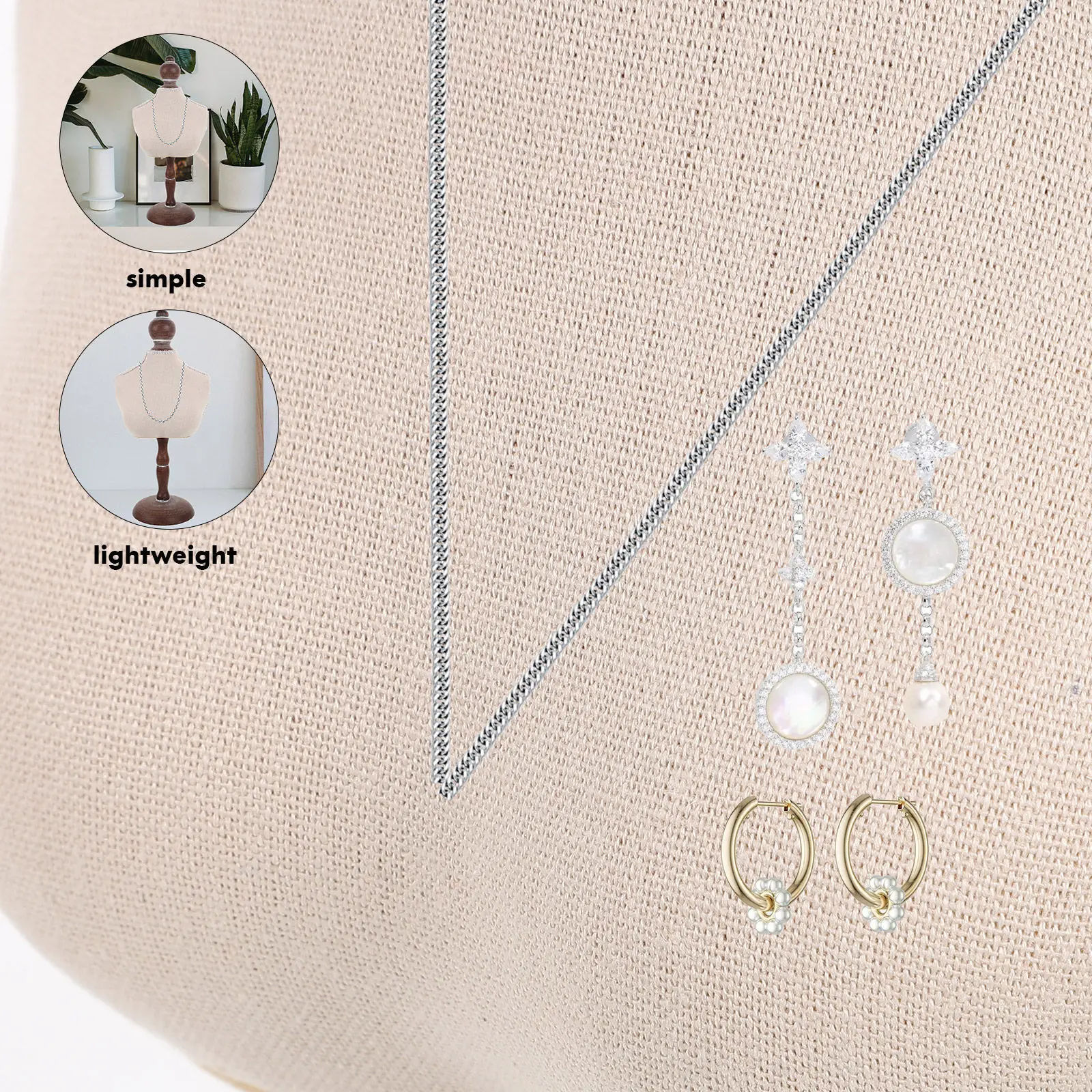 

Shoulder Neck Jewelry Display Stand Vintage Style Sturdy Base For Necklace Pendant Organizer Retail Store Trade Show Decor