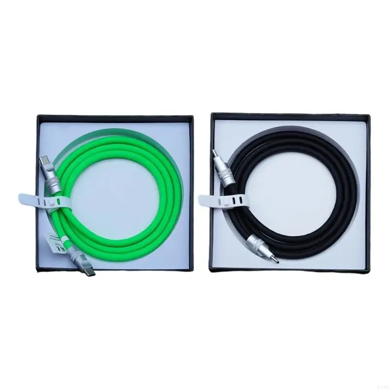 USB C to USB C 2 Meter Silicone Charging Cable for Office and Travel Use F19E