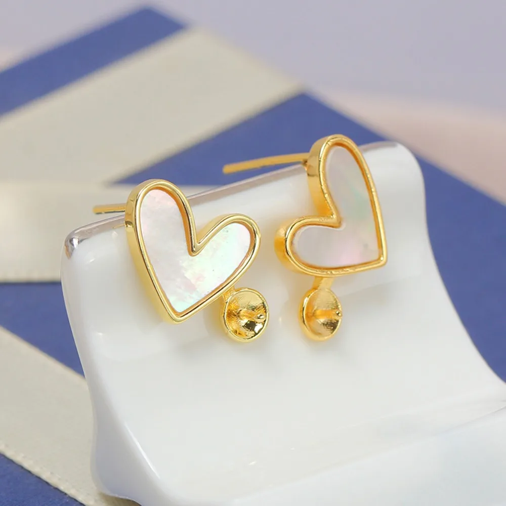 

4PCS S925 Sterling Silver Needle 18K Gold Wrapped Plated Brass Earring Settings Diy Jewelry Pearl Earrings Accessories